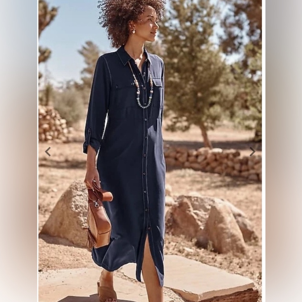 J.Jill NWT Navy Midi Shirt Dress Size Small